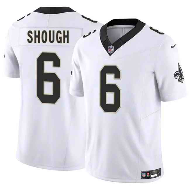 Men's New Orleans Saints #6 Tyler Shough White 2025 Draft F.U.S.E Vapor Limited Stitched Football Jersey